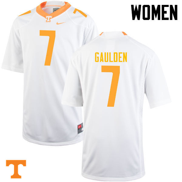 Women #7 Rashaan Gaulden Tennessee Volunteers College Football Jerseys-White